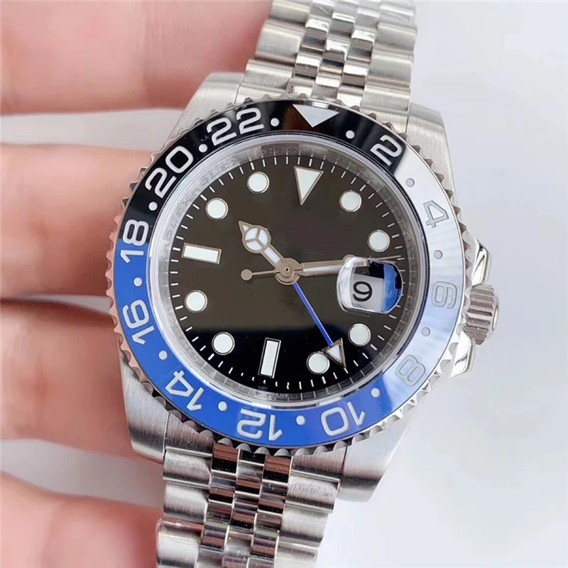 

High-end Men's Mechanical Watch Automatic GMT Stainless Steel Ceramic Bezel Blue Black Sapphire Glass