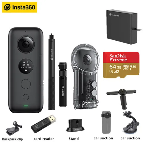 Insta360 ONE X VR 360 панорамная камера для iPhone и Android 5,7 K видео 18MP фото Экшн-камера для дайвинга чехол для Insta360 - Цветной: Kit F add battery