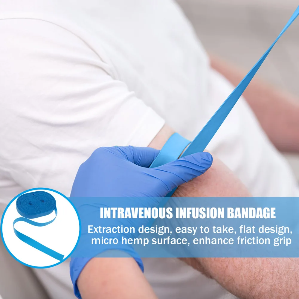 

1Box of 50Pcs Elastic Tourniquet Transfusion Vein Tourniquet Emergency Necessity