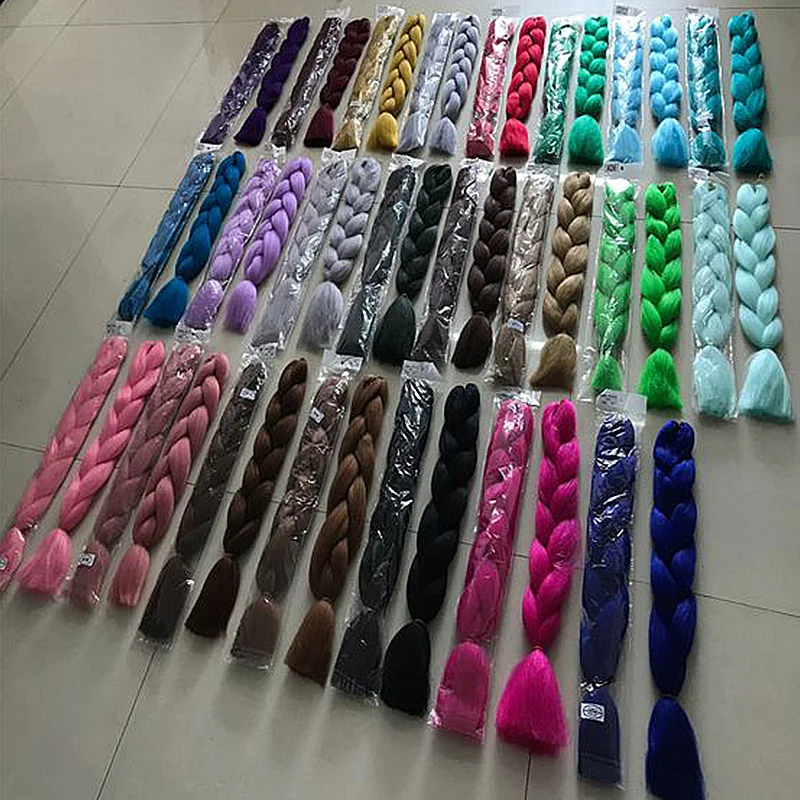 

24 Inch Jumbo Braiding Hair Extensions Wholesale Fake Hair Box Twist Pre Stretched Kanekalon Synthetic Hair Jumbo Crochet Braid