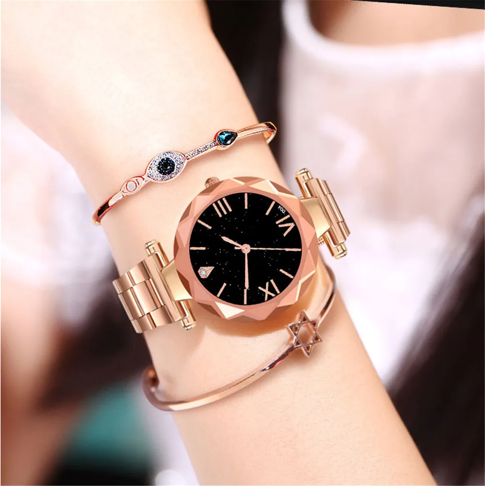Women Watches Fashion Luxury Leisure Set Steel Strip Christmas Quartz Wrist Watch strap starry sky dial hot sale часы 03* | Наручные