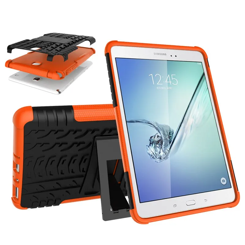 For Samsung galaxy Tab A 8.0 case Tab5 8.0 SM- T350 T355 Tablet Armor case Silicone TPU+PC Shockproof Stand Cover+Film+Pen