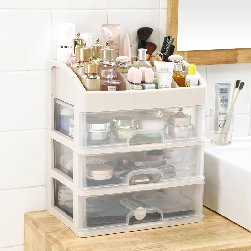 Большой органайзер для макияжа 3 слойный ящик хранения косметики чехол украшений