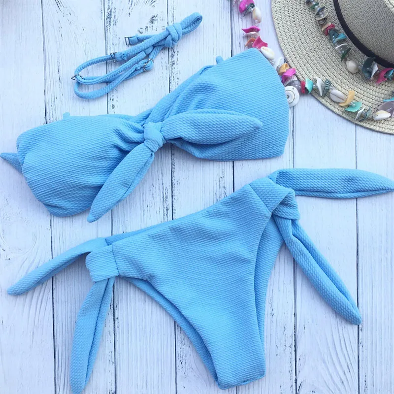 Купальники без бретелек 2020 розовые купальники женские Танкини-стринги купальные