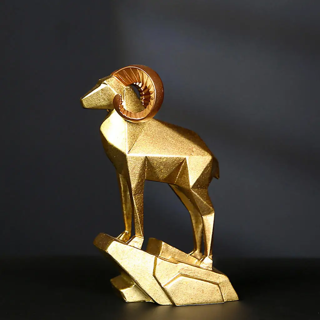Lamb Antelope Decor Statue for Home Office Bookshelf TV Stand Decoration Resin Geometry Animal Sculpture Tabletop Crafts | Дом и сад