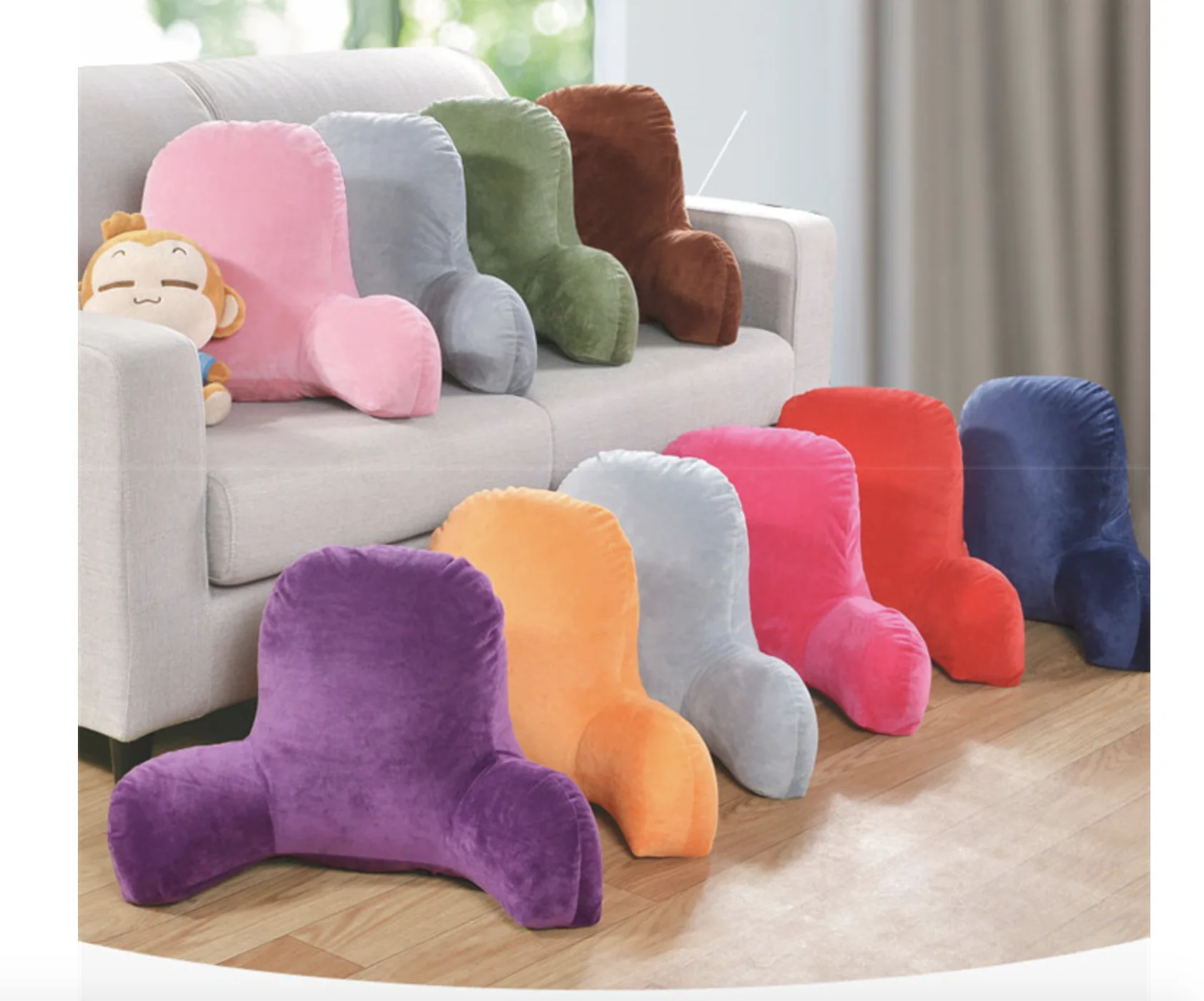 

46Large Bedrest Hollow Cotton Reading Pillow With Arms and Removable Cover for Home Office Back Pain Relief