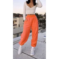 women fashion solid color sports pants all match sweet and lovely warm casual pocket high waist comfortable homewear sweatpants