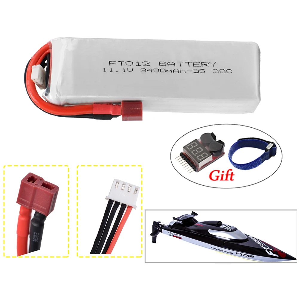 RC батарея 11 1 V 3400MAH 30C 3S аккумуляторная Lipo для Feilun FT012 лодки|Детали и аксессуары| |