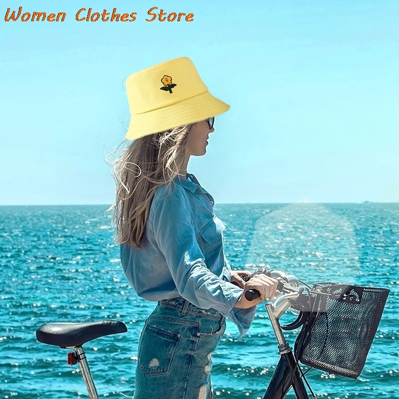 

Women's Bucket Hats Double Sided Wearing Cap Visor Bucket Hat For Couple Street Trend Fisherman Hat Flower Pattern Sun Hat