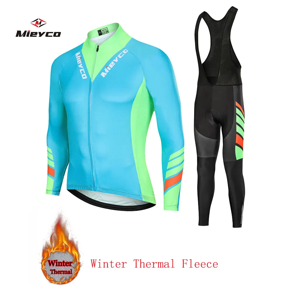 Men Women Winter thermal Fleece Cycling Jersey Long Sleeve Road Bike Bicycle Clothing Ropa Ciclismo Bib Shorts Pants Set