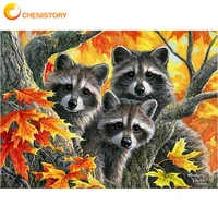 chenistory cute animal painting by numbers kits for adults kids handmade diy gift home wall decoration 40x50cm framed artwork