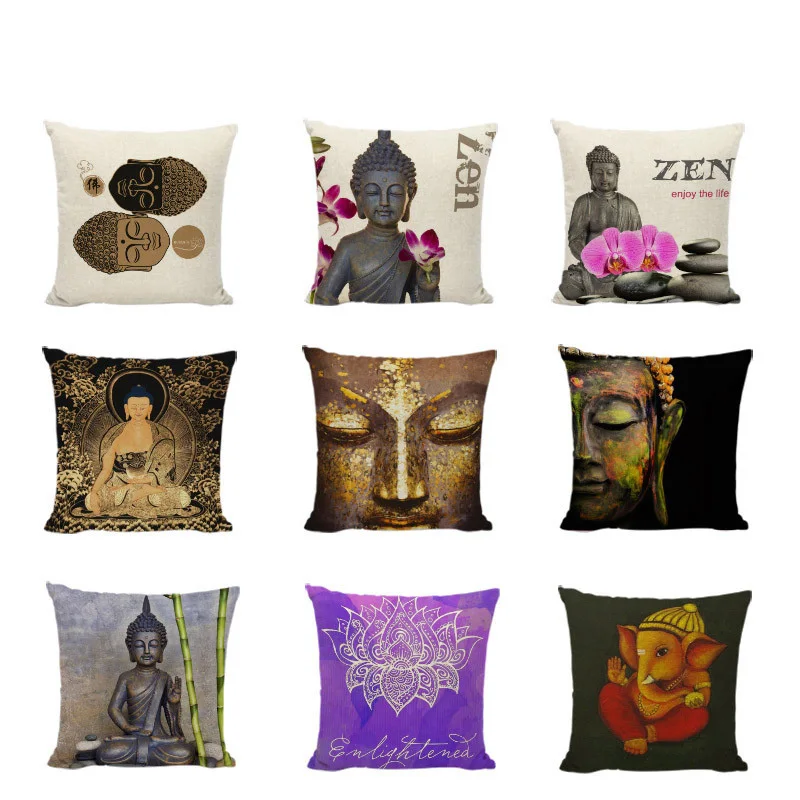 Рождественский диван подушка набор Будда Печать Подушка диванная Автомобильная