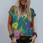 Карта мира футболка с принтом Забавные футболки летняя мода аниме футболка 3D Футболка женская одежда футболки 2021 уличной моды