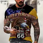 Футболка мужская оверсайз с принтом орла, модная тенниска с короткими рукавами, модная майка с 66 надписями в американском стиле, свободная одежда, 2XL, на лето