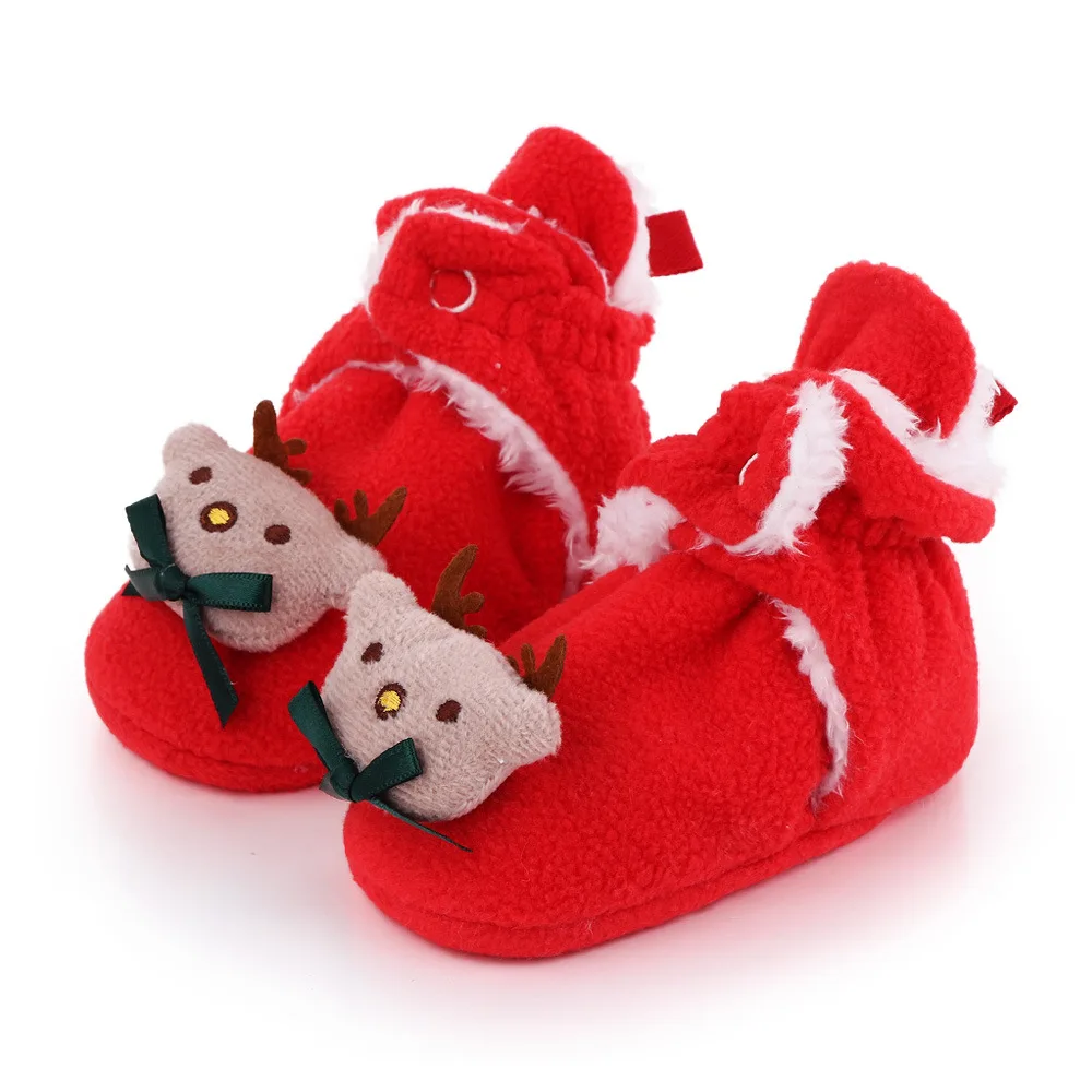 

Ma&Baby 0-18M Winter Warm Newborn Infant Toddler Baby Girl Boy Christmas Shoes Cartoon Deer First Walkers Xmas Baby Shoes