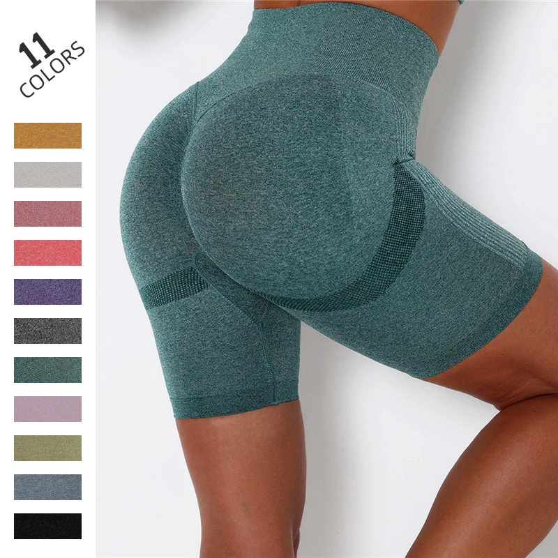 Seamless Sports Shorts For Women Hip Push Up Short Leggings High Waist Gym Yoga Tummy Control Workout Fitness New | Спорт и