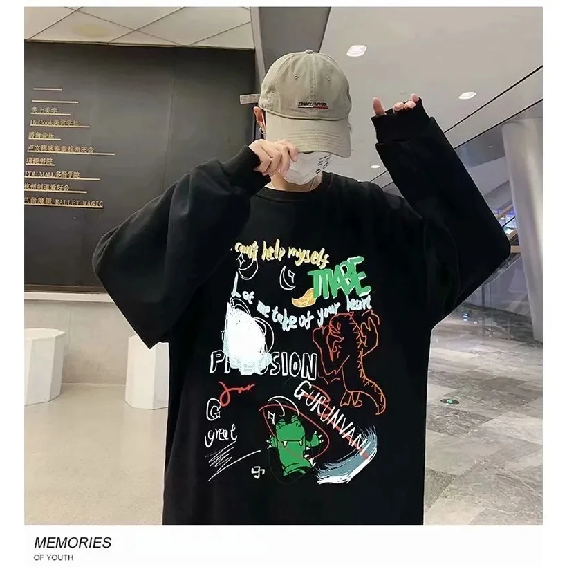 

Simple youth trend artistic temperament hooded hoodie pullover fashion popular male INS Harajuku new versatile