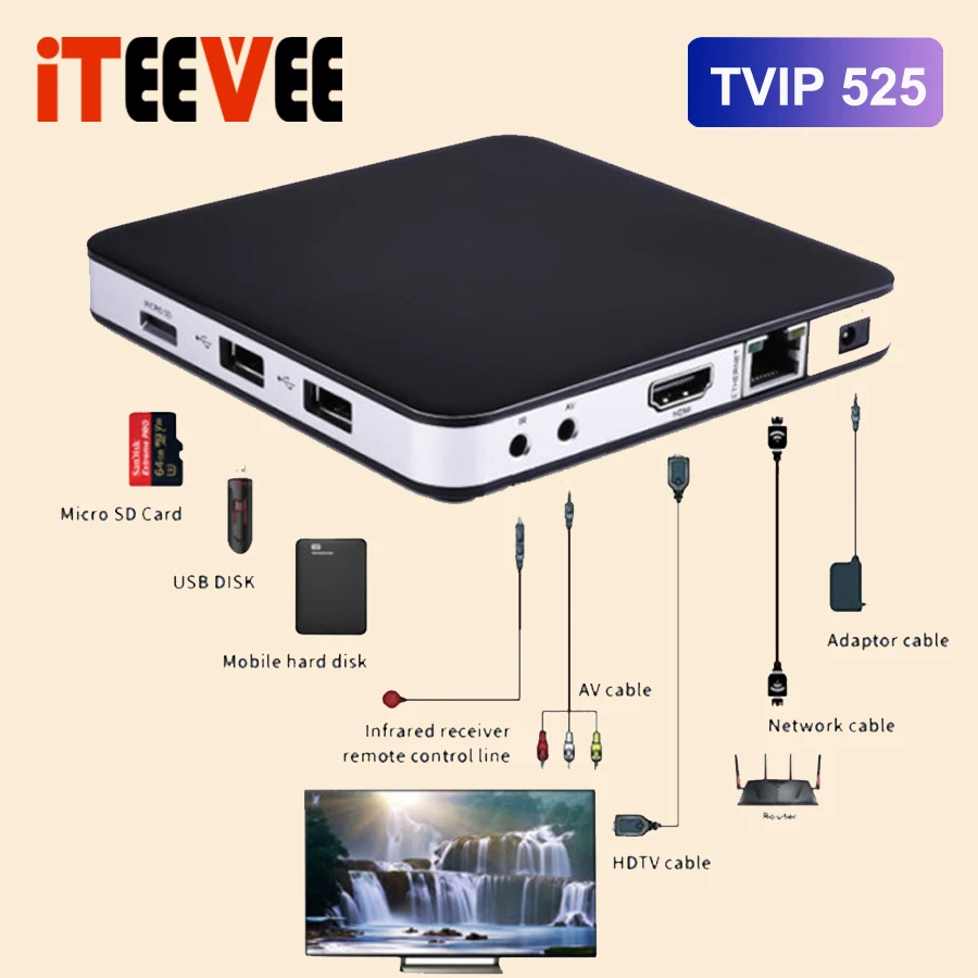 Мультимедийный стример TVIP 525 4K 5 шт. с двойным Wi-Fi S-Box IPTV HEVC HD 605 Android 6 0 медиаплеер ОС