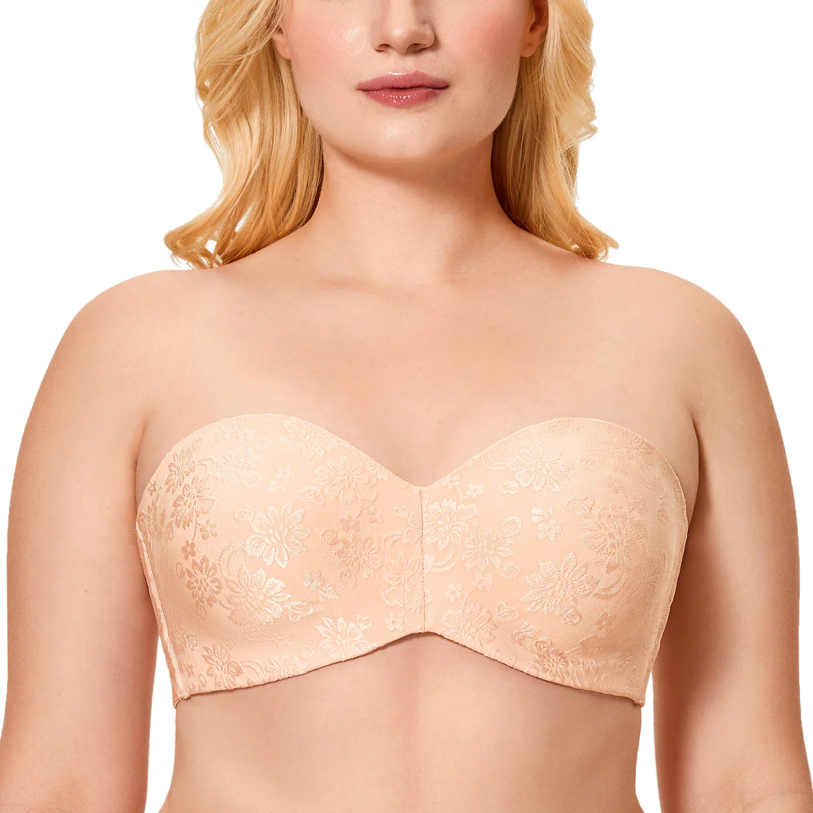 Женский жаккардовый бюстгальтер без бретелек размера плюс | Женская одежда