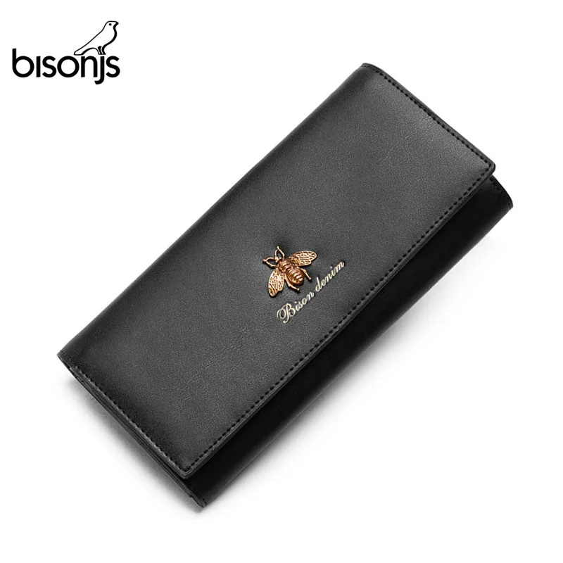 BISON DENIM, коровья кожа, женский клатч, Женский Длинный кошелек, держатель для карт, кошелек на молнии, женский клатч, кошелек для монет, Carteira Feminina B3273