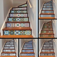 6pcs self adhesive 3d stair sticker morocco staircase stair riser floor sticker diy waterproof removable pvc stairway mural