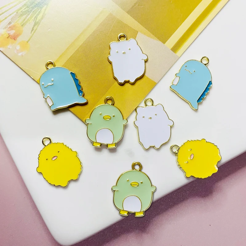 

10pcs Alloy Dripping Oil Little Cute Chicken Little Dinosaur Earrings Earrings Charm DIY Jewelry Accessories Cartoon Pendant