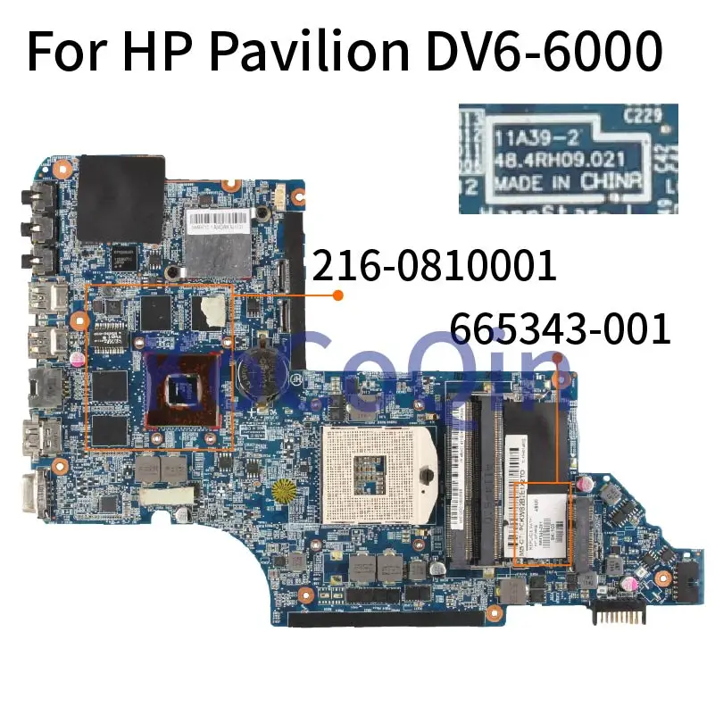 Для струйного принтера HP Pavilion DV6 DV6-6000 HD6770M HM65 Материнская плата ноутбука 665343-001