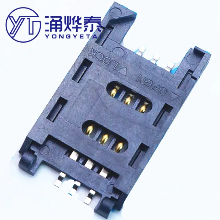 Разъем для SIM-карты YYT 6P 2 5 шаг пластиковый раскладушка телефона коммуникационная