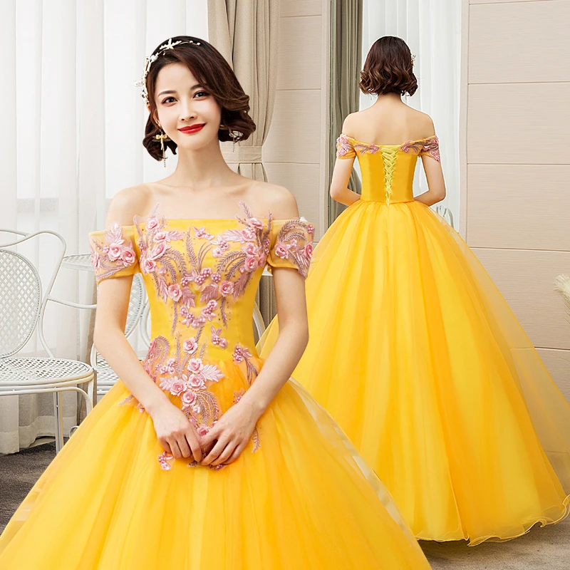 Quinceanera золотые вечерние платья с открытыми плечами роскошное бальное платье