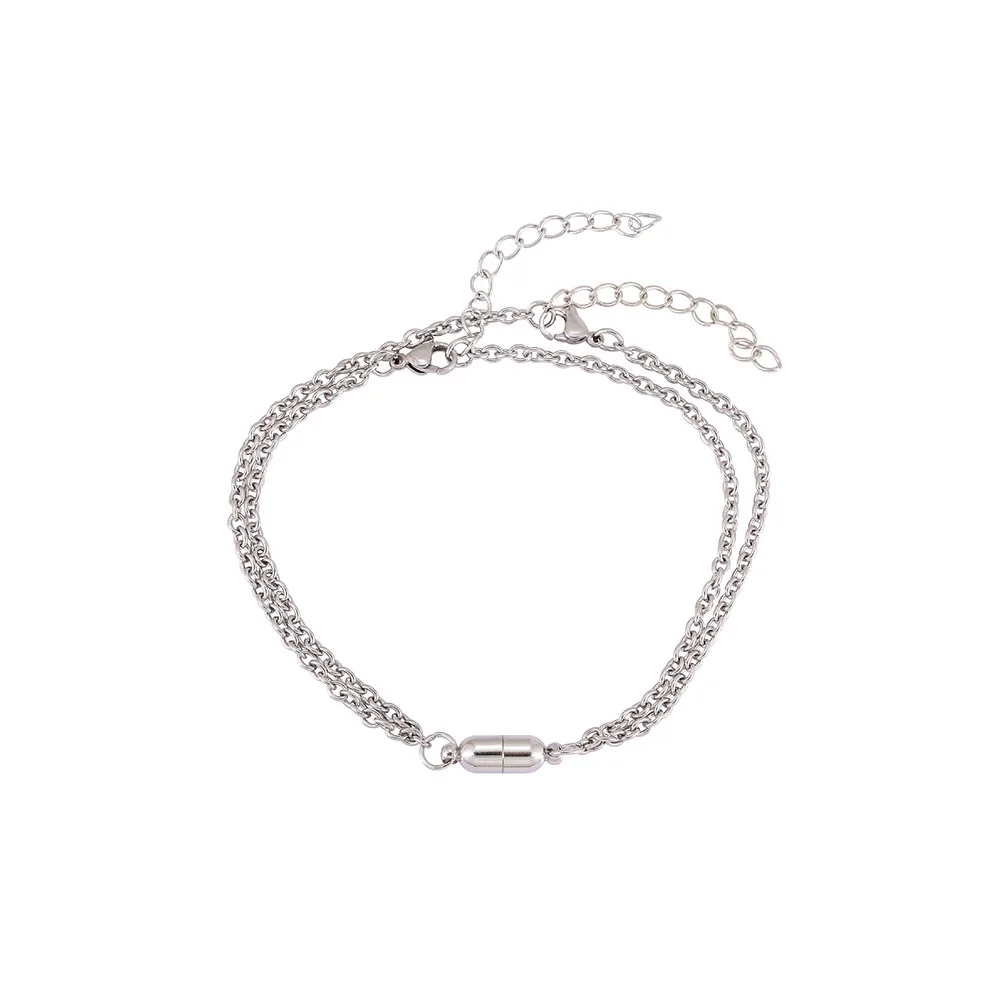 

1 Pair Magnetic Bracelets 2021 New Trendy Cuban Chain Men Bracelet Classic Stainless Steel Chain Bracelet For Men Women Jewelry
