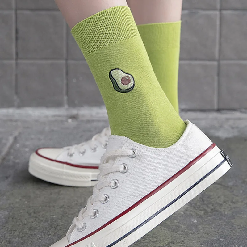 SP & CITY/5 пар в комплекте модные носки с вышивкой авокадо Женские однотонные до