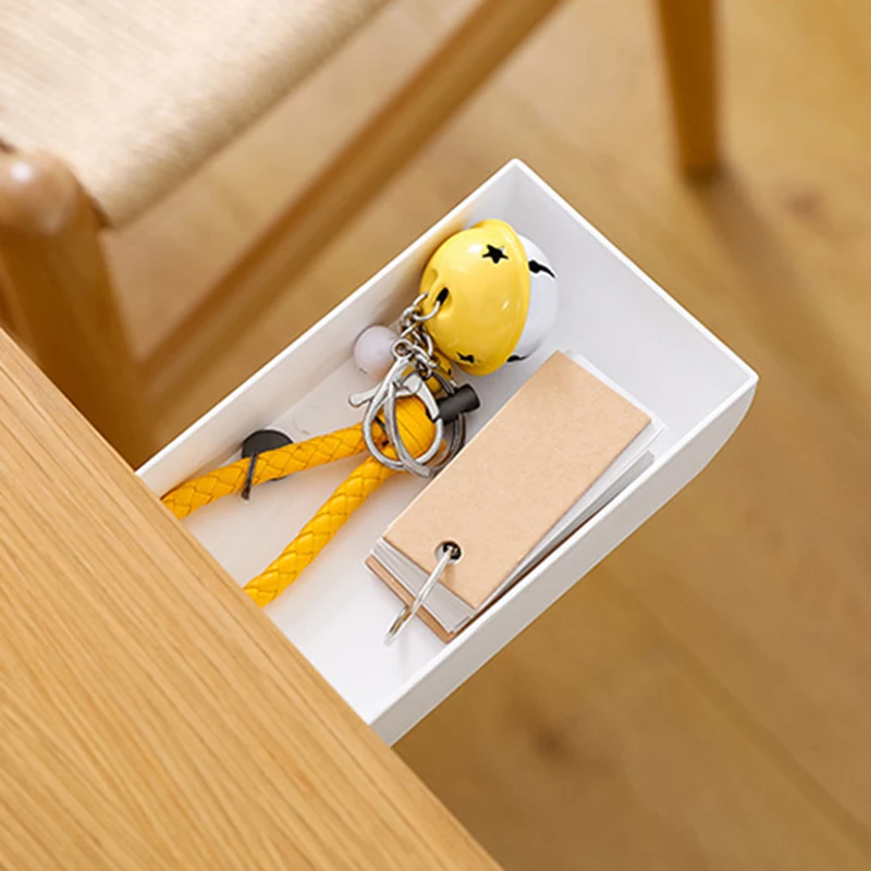 

5 Pcs Adhesive Storage Box Under The Creative Desk Sticky Stationery Finishing Under The Desk Drawer Cosmetic