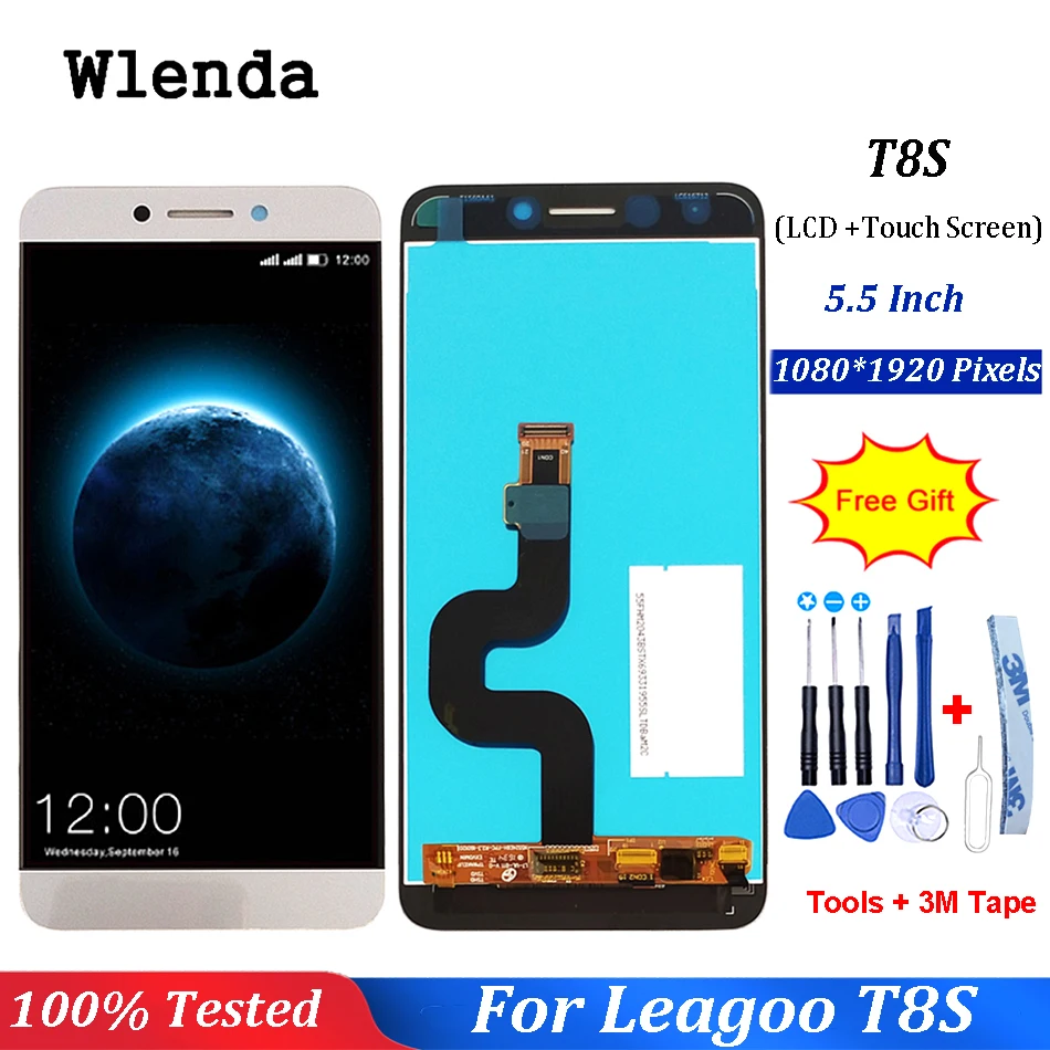 ЖК дисплей для LEAGOO T8S + кодирующий преобразователь сенсорного экрана в сборе 100%