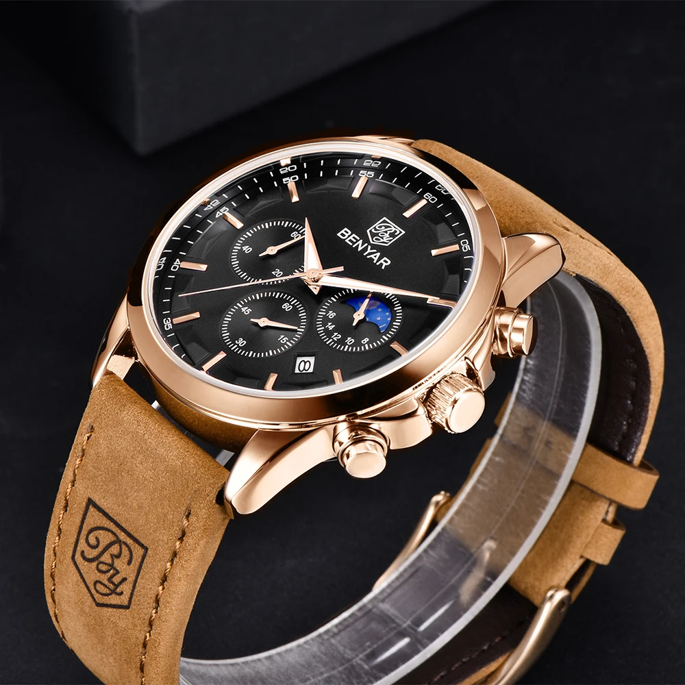 Часы наручные Reloj Hombre BNEYAR Мужские кварцевые модные спортивные водонепроницаемые