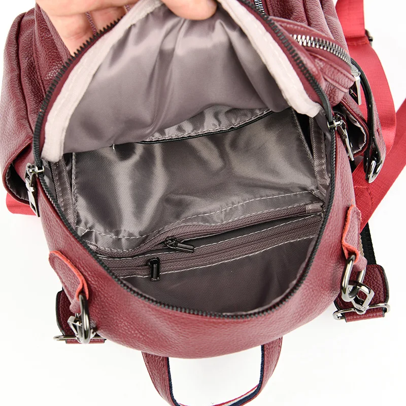 

Women Leather Backpacks Fashion Female Multifunction Shoulder Bag Sac A Dos Travel Ladies Bagpack Mochilas School Bags for Girls