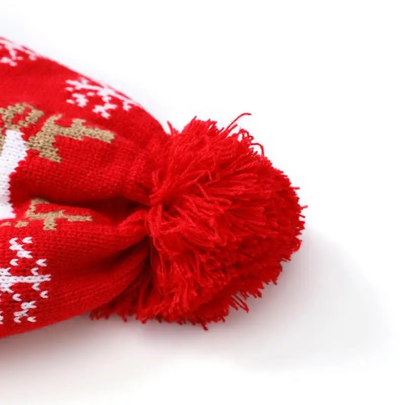 Осенне-зимняя детская вязаная шапка с тонким тиснением простая Рождественская