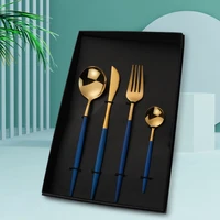 4pcs cutlery set stainless steel korean portuguese fork knife spoon tableware hotel western food gift dinnerware set