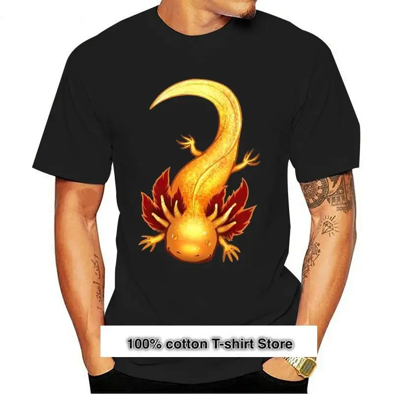 

Camiseta de algodón con patrón de personalidad para hombre, Camisa estampada de Axolotl de cobre, divertida, fresca, nueva moda