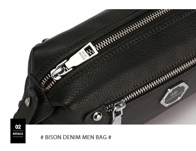 BISON DENIM Cowskin Кожаный клатч для мужчин из натуральной кожи Длинный карман бумажник на молнии дизайнерский мягкий брендовый мужской кошелек N8063