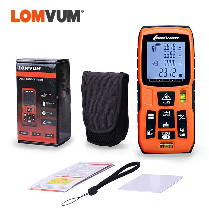 LOMVUM цифровой лазерный дальномер 120 м уровень пузырьков на батарейках ручной
