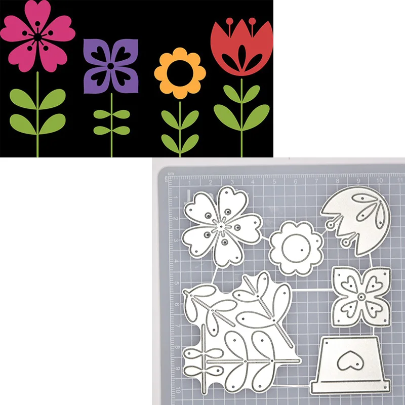 Металлические Вырубные штампы с цветами и листьями для рукоделия скрапбукинга