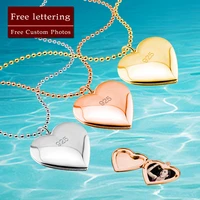 925 solid silver heart necklaces for women gold silver photo box pendants frame lovers anniversary gift jewelry long 46 86cm