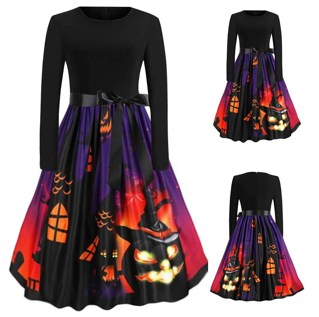 Женское винтажное платье в стиле ретро черное с цветочным принтом 50-х 60-х годов