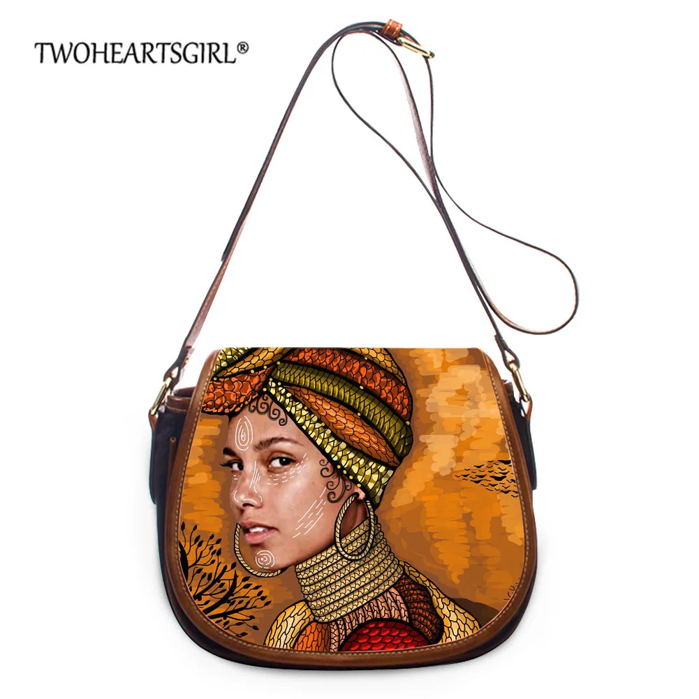 

Twoheartsgirl Women Crossbody Bags Art African Black Girl Printed Shoulder Bag Handbags Ladies Casual Saddle Bag