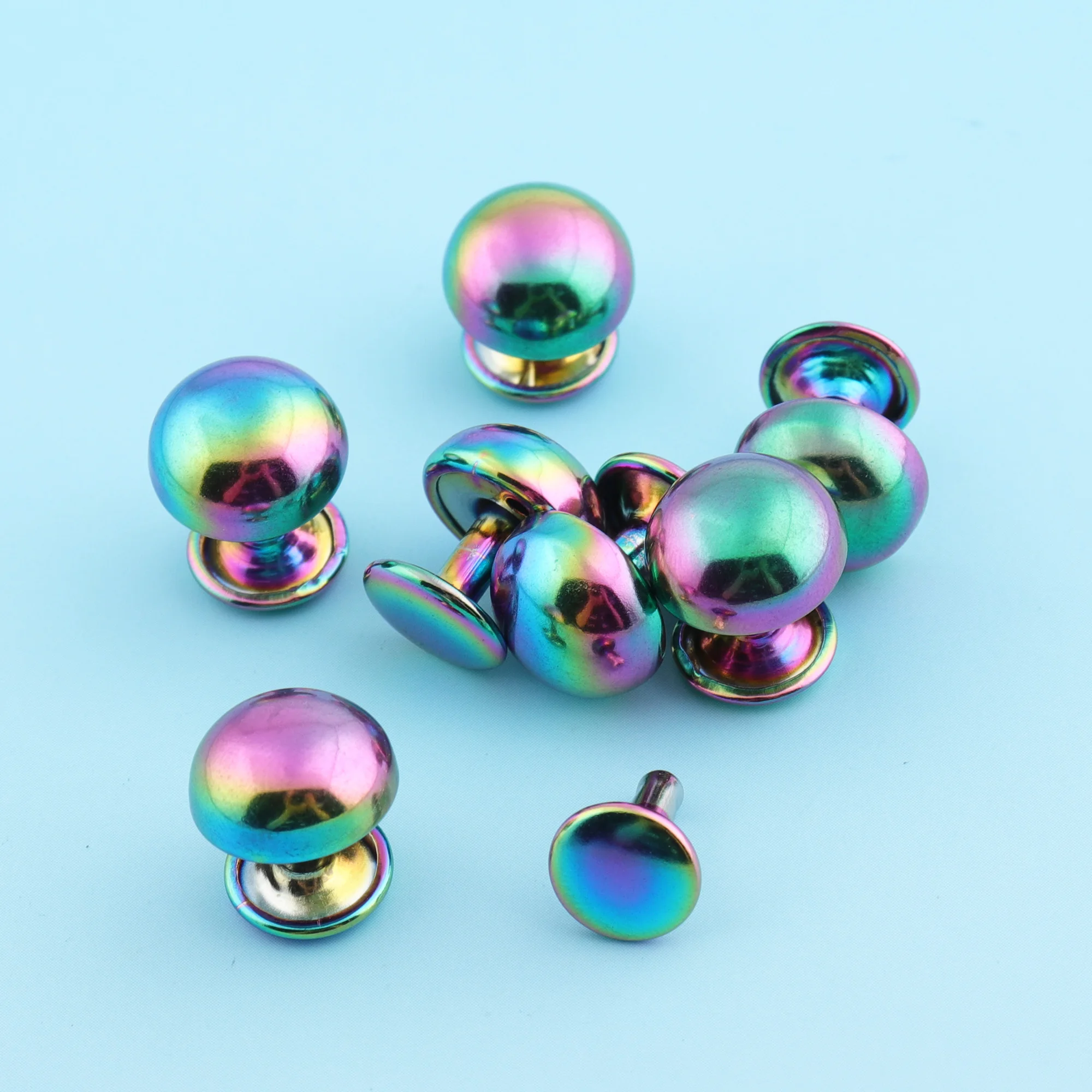 10 комплектов 12 мм радужные заклепки грибные шпильки двойная крышка круглые
