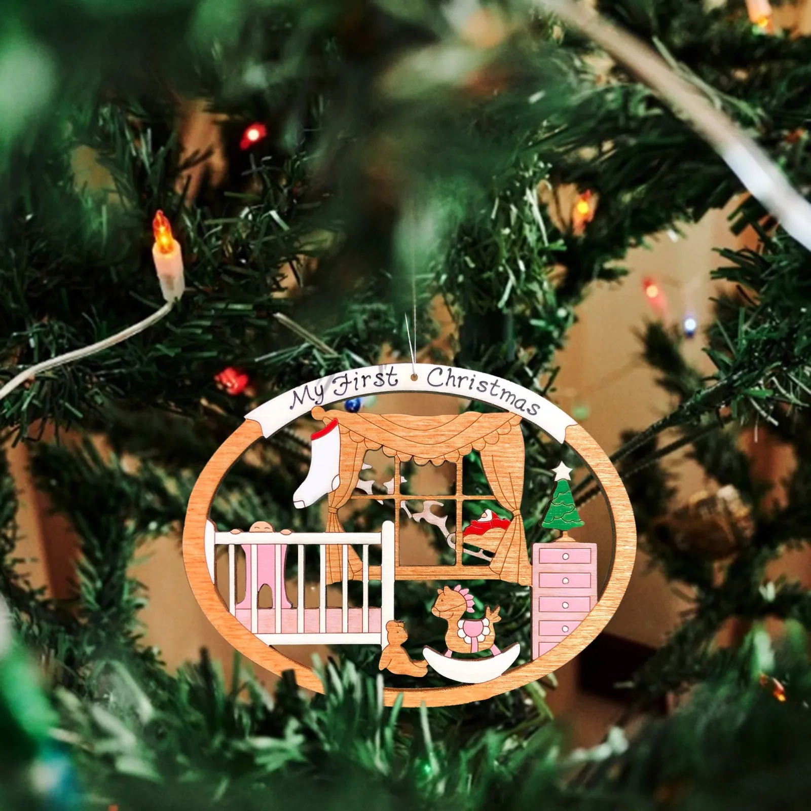 Nativity Christmas Ornament Lovely Tree Gift Dog Print Hanging Pendant Cute Xmas New Year 2022 Noel Navidad Party Gifts |