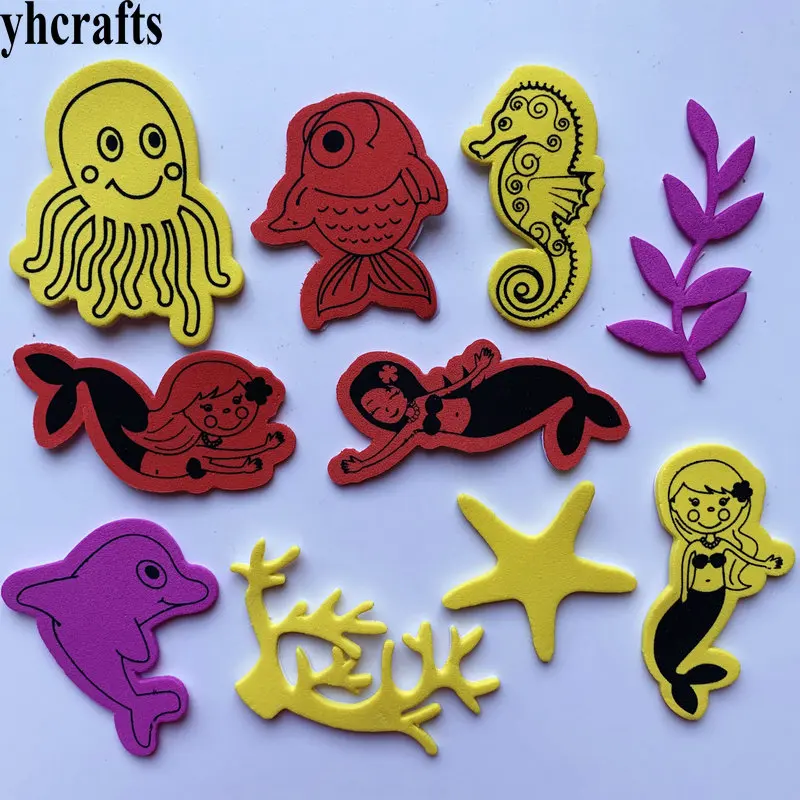 

50PCS(1bag)/LOT.Mermaid sea world ocean animal foam stickers,Summer crafts.Early educational DIY.kindergarten craft.OEM whole