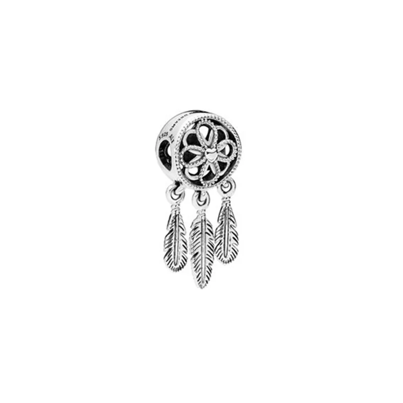 Серебристый Браслет Pandora, 925 пробы, Silve Spirit Dreamcatcher, бусина для изготовления, Berloque - Цвет: Серебристый