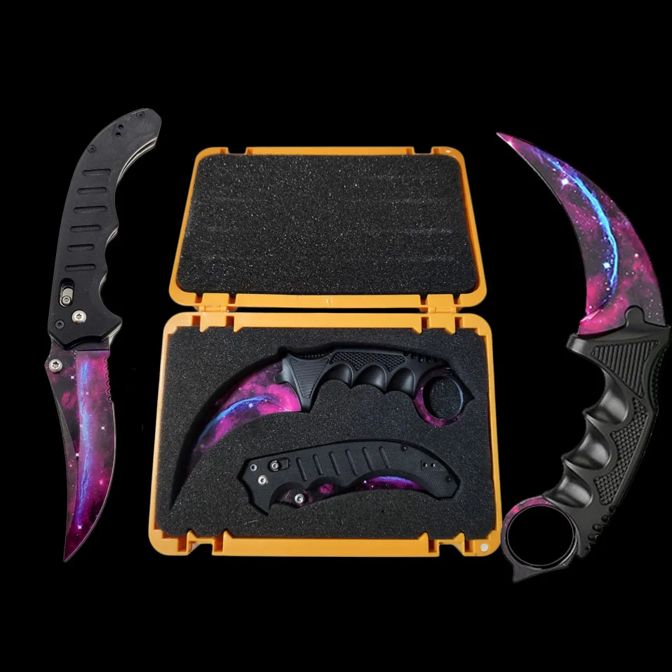 Starry Sky Set Дропшиппинг Тактический CSGO настоящий Складной флип-нож выцветает цвета лезвие Galaxy тактические выцветающие ножи для выживания набор - Цвет: Starry Sky Set