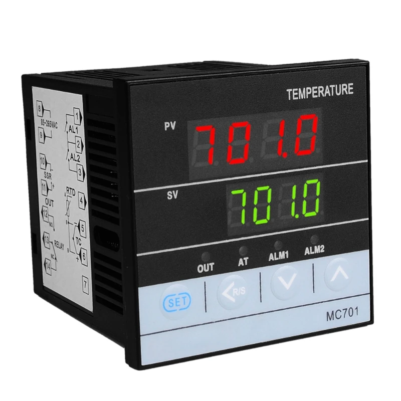 

2in1 Relay + SSR Output PID Thermostat Temperature Controller ℃/℉ for Universal Input K,E,J Thermocouple Pt100 85-265VAC